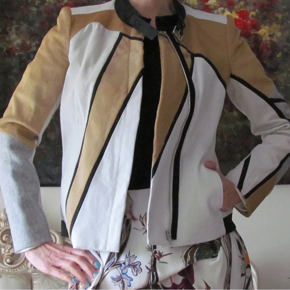 Helmut Lang Runway Argon Calf Fur,Lamb Leather,Wool jacket/coat US 0-4,P - Picture 2 of 10